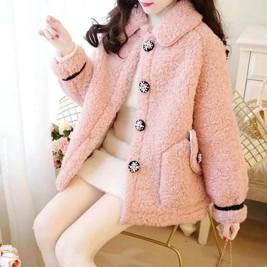 Winter Small Fragrant Wind and Fur One-piece Lamb Wool Coat Women's All-match Coat