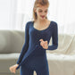 Women Winter Autumn Warm Clothes Thermal Underwear O-neck Tops Pants Female Tight Thicken Windproof Comfortable Lining Long Sleeve High Elasticity