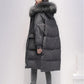 Winter All-match Mid-length Down Jacket Women's Hooded White Duck Down Real Big Fur Collar Jacket Thickened Warmth