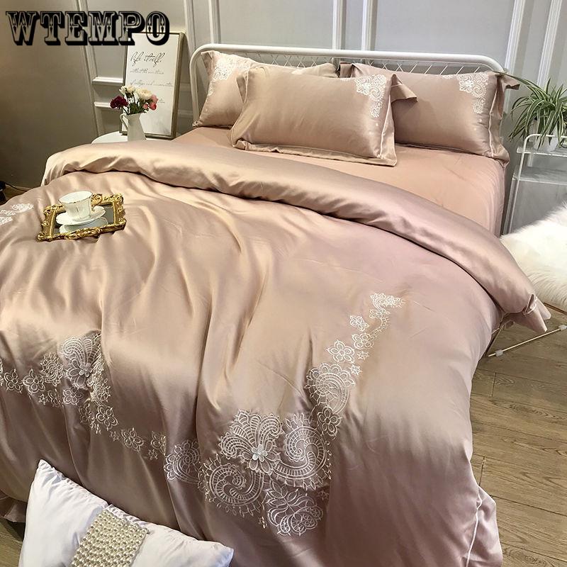 Luxury Duvet Cover Bedding Set Comforter Sets Double Bed Linen Linen Silk Pillowcase 4pcs