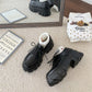 British Style Small Leather Shoes Women's Shoes Black Thick-soled Ladies All-match Platform Shoes Lace Up Patent Leather Single Shoes