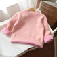 Girls' Sweater Foreign Style Children's Pullover Baby Thickened Plush Warm Knitted Bottom Shirt
