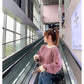 Autumn Cocoon Fashion Sweater Loose Outer Wear Casual Jacket Short Striped Sweater Sweater