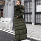 Winter Jacket Women's Warm Jackets Bow Belt Fur Collar Hooded Coat Long Women Thickening Coats Cotton Padded Ladies Parka Womens Jackets