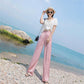 High Waist Ice Silk Straight-leg Pants Loose Wide-leg Pants Suit Pants Women's Summer Thin Silky Satin Wide-leg Pants