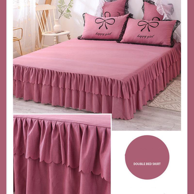 Princess Wind Bed Skirt Four-piece Lace Washed and Sanded Bedspread Sheet Quilt Cover Household Bedding