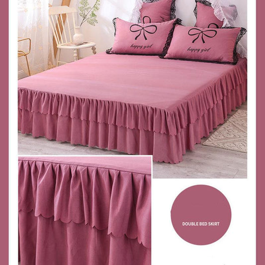 Princess Wind Bed Skirt Four-piece Lace Washed and Sanded Bedspread Sheet Quilt Cover Household Bedding