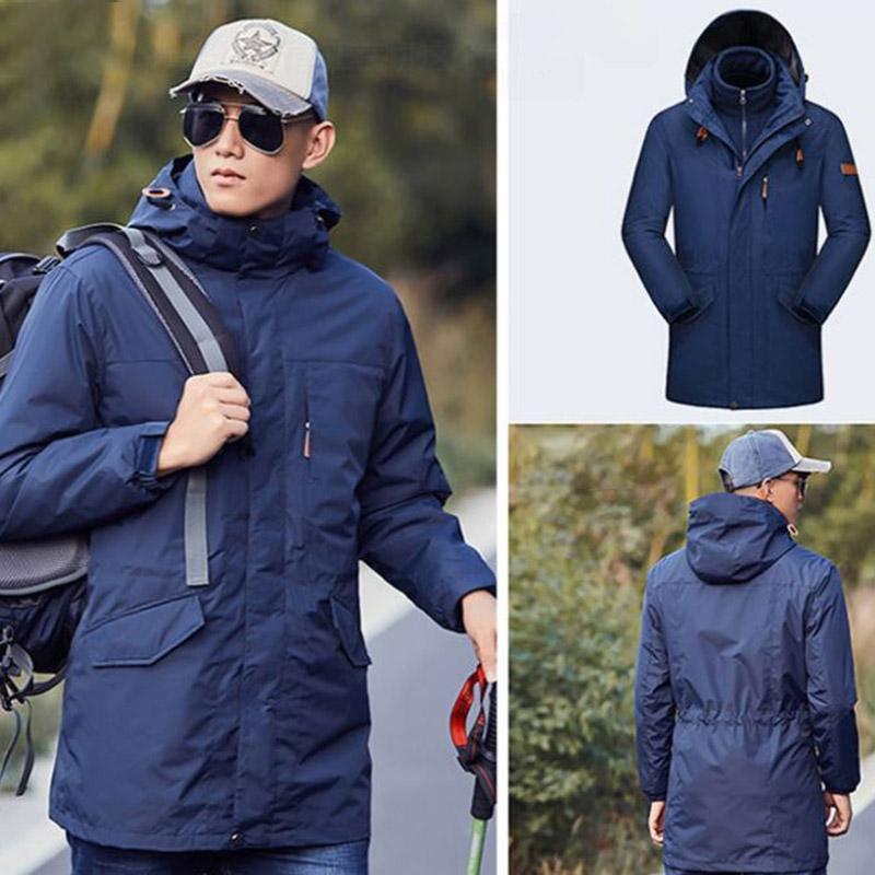 Men's Outdoor Sportswear Windproof Mountaineering Wear Thick Hooded Removable Two-piece Jacket Fleece Soft Shell Oversized Cycling Jersey