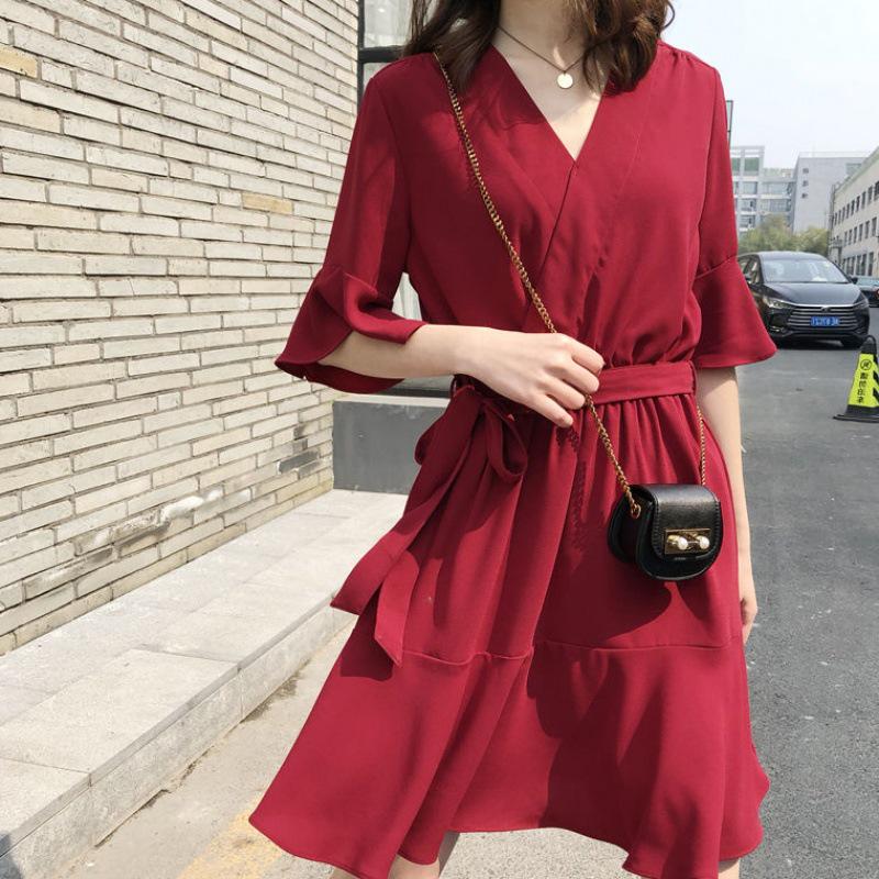 Elegant Women Maxi Long Dress Summer Sundress Female Sexy V Neck Casual Pleated Belt Party Vestido