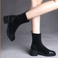 Stretch Boots Women's British Style Martin Boots Short Boots Women's Mid-tube Single Boots Motorcycle Boots Chelsea Boots