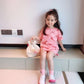 Children Dress Girls' Summer Printed Letter Short Sleeve T shirt Dress Korean Sweet Casual Dress Straight Dress