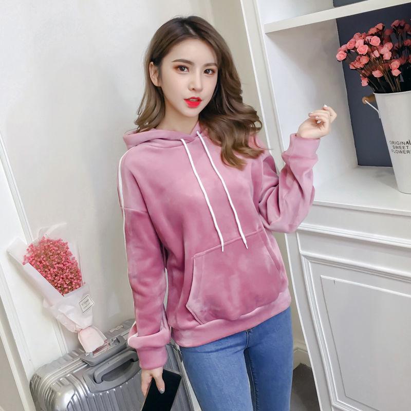 Warm Hood Top Autumn Winter Sweater Cotton Women Sweatshirt Wild Large Size Long Sleeve