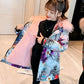 Kids Printed Fur Parkas for  Girls Winter Thick Warm Hooded Faux Fur Coat Unisex  Parka Jacket with Faux Fur Collar Outwear