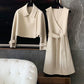 Two-piece Thermal Insulation Woolen Two-piece Short Autumn and Winter Woolen Coat Women's Mid-length Woolen Vest A-line Skirt