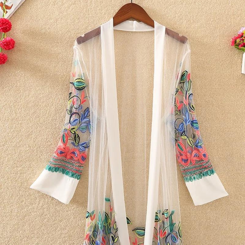 Women's Ethnic Style Loose Outer Chiffon Cardigan Thin Beach Mid-calf Length