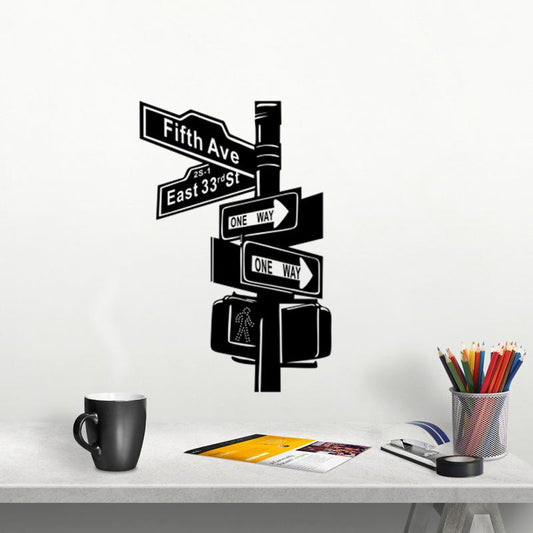 Creative Signpost Street Sign Wall Stickers Vinyl Art Decals Home Decoration For Living Room Bedroom
