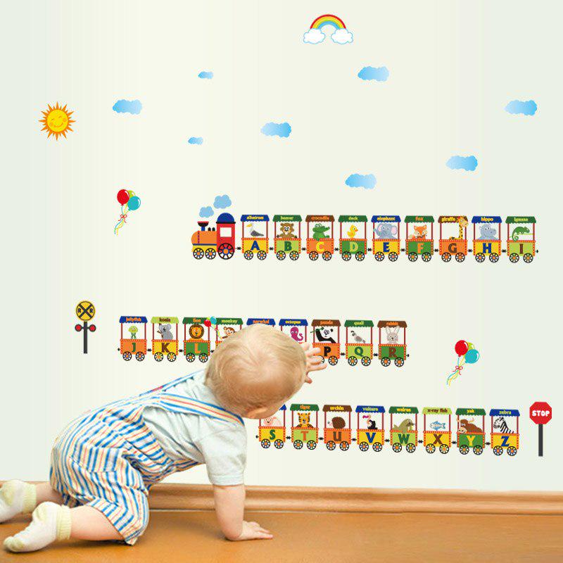 [Wall sticker ]Cartoon English Letter Train Children Wall Stickers For Kids Rooms Nursery Baby Bedro