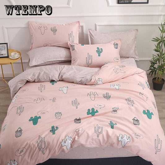 New Stylish 3/4pcs Cute Unicorn and Flamingo Bedding Sets Tropical Leave Duvet Cover Bed Sheet