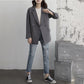 Gray Suit Jacket Design Sense Temperament Casual Loose Women's Casual Suit Jacket Long Section of Small Suit British Style