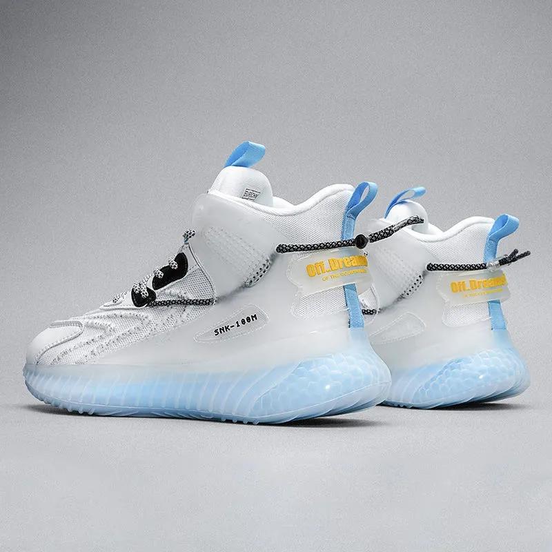 Men's High Top Shoes Casual Sports Coconut Shoes Men's Shock Absorbing Basketball Shoes Fitness Sneakers Fly Woven Mesh Casual Shoes