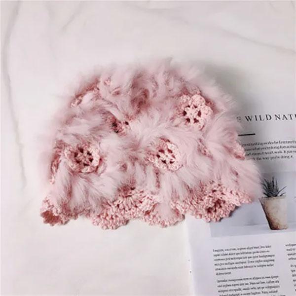 Rabbit Hat Woman Autumn and Winter Handmade Crochet Wool Fur Hat Korean Version The Wild Bag Warm Knit Hat Tide