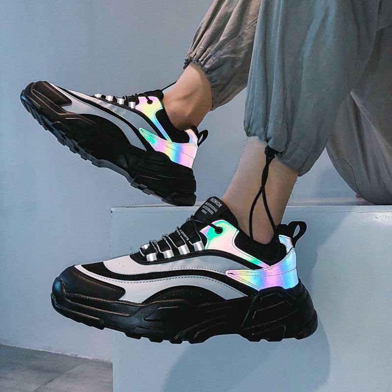 Plus Size39-44 Men Low-top Sneakers Luminous Running Basketball Shoes Breathable Lightweight Non-slip Sock Shoes Wear-resistant Deodorant Skate Shoes