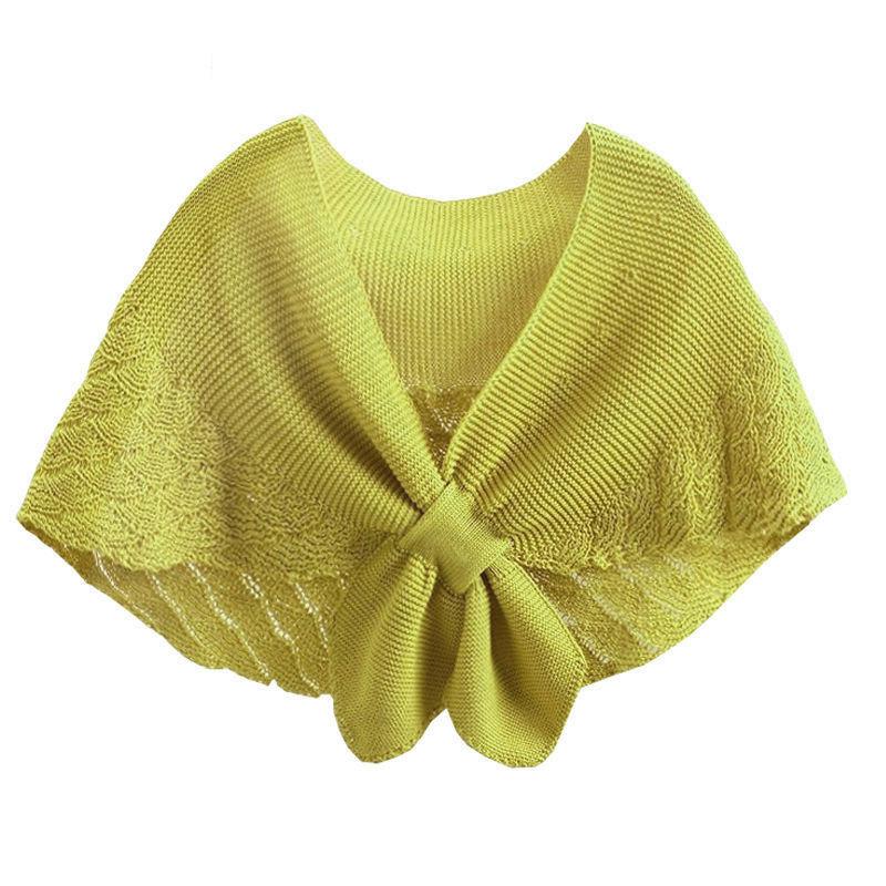 Sunscreen Shawl Female Summer Thin Shawl with Skirt High-end Hollow Shawl Knitted Short Shawl All-match Clothing Knotted Fake Collar Neck Scarf