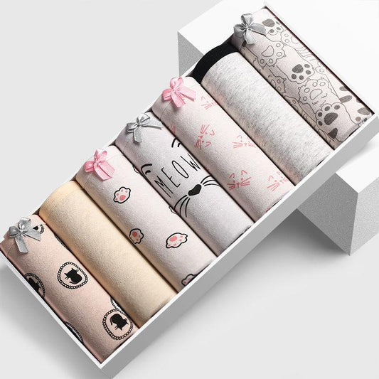 7-Pack Women's Plus Size Underwear Student Low-rise Women's Cotton Underwear
