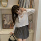 Womens Love Hollow Frill Loose Tops Blouse Casual Crew Neck Pullover T-Shirt