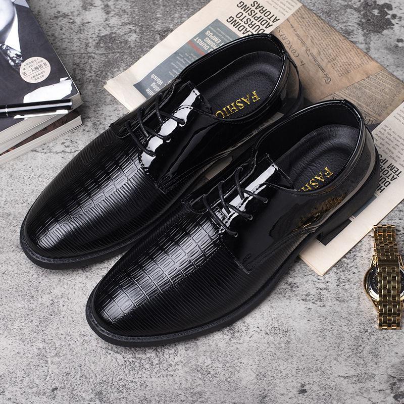 Summer Breathable Casual All-match Formal British Style Soft Leather Shoes Shiny Style