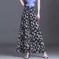 Flower Print Wide-leg Pants Women's Summer Large Size High Waist Loose Drape Thin Trousers Elastic Waist Skirt Pants