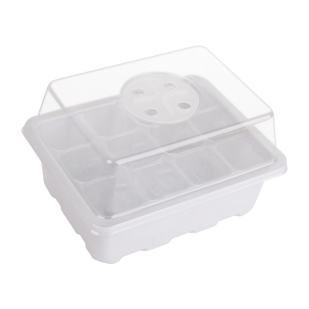 12 Holes Plastic Nursery Pots Planting Seed Tray Kit Plant Germination Box