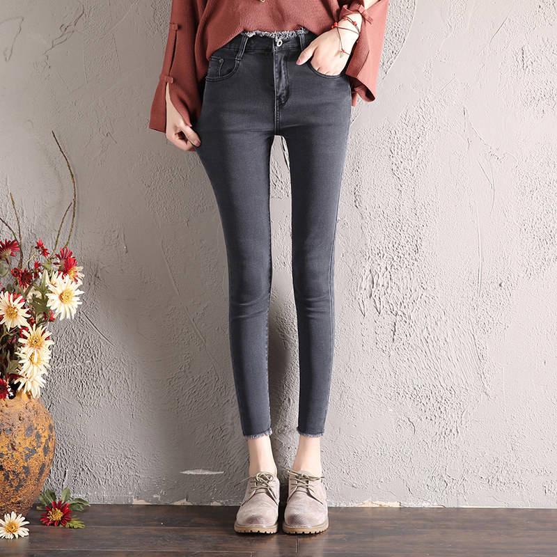 Plus Size Winter Jeans for Women Female High Waist Skinny Thick Casual Trousers Velvet Denim Pants