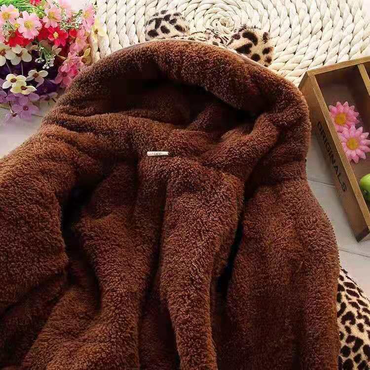 Baby Girl Plus Velvet Coat Fleece Linning Hooded Jacket Girl Thick  Leopard Coat Outwear