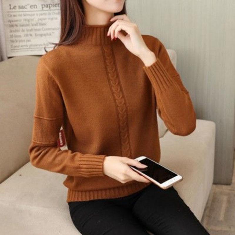 Winter Sweater Women Solid Color Half Turtleneck Sweater Thick Loose Solid Color Base Sweater
