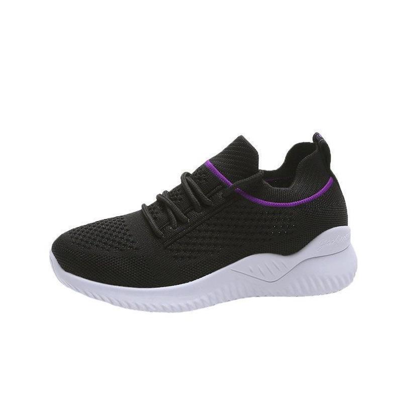 Summer Ladies Mesh Shoes Flying Woven Mesh Sneakers Breathable All-match Casual Lightweight Soft-soled Running Shoes
