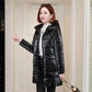 Glossy Down Padded Jacket Women's Winter Mid-length Padded Coat, Wash-free Thick Coat Padded Jacket