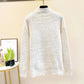 Faux Mink Half Turtleneck Sweater Rabbit Patch Loose Pullover Sweater Casual Plus Size Women's Sweater
