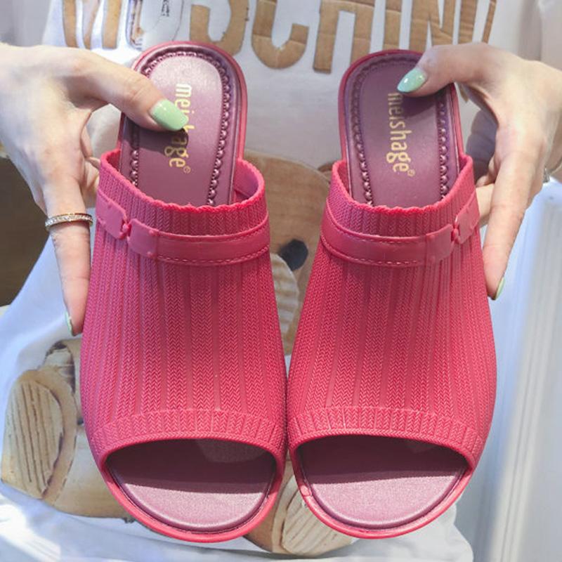 Summer Fashion Fish Mouth Slope with Half Slippers Women Summer Wear All-match Thick Heel Korean Slippers Women