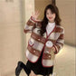 Temperament Xiaoxiang Style Coat Women's Mid-length V-neck Plaid Top Women's All-match Long-sleeved Casual Coat