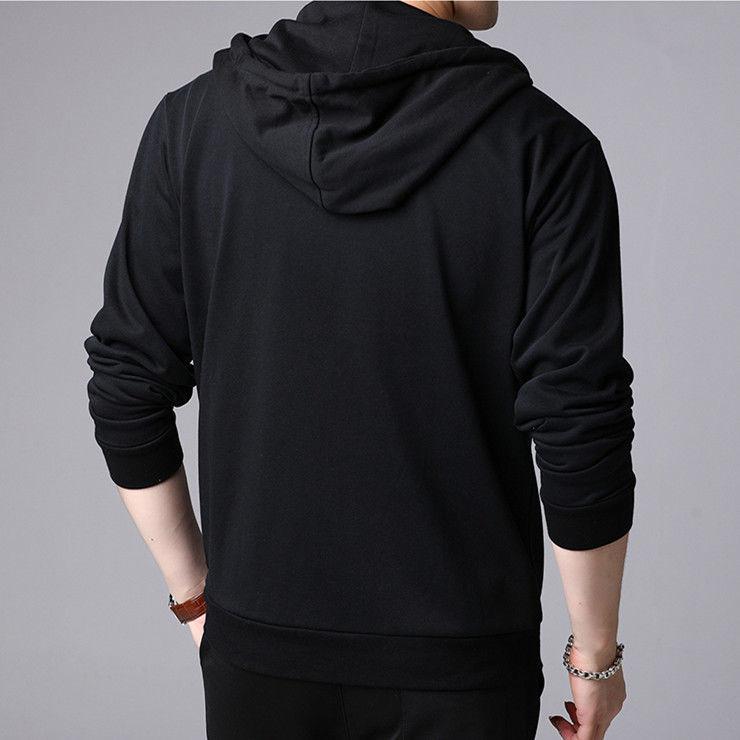 Hooded Cardigan Coat Men's Slim Solid Color Zipper Basic Jacket Plus Size Sportswear Hoodies Outerwear
