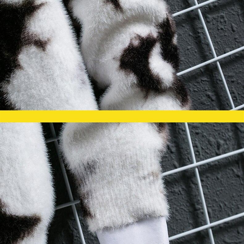 Men Sweater Autumn Winter Tie-dye Printing Men's Knitted Pullover Casual Long Sleeve Imitation Mink Warm Sweater