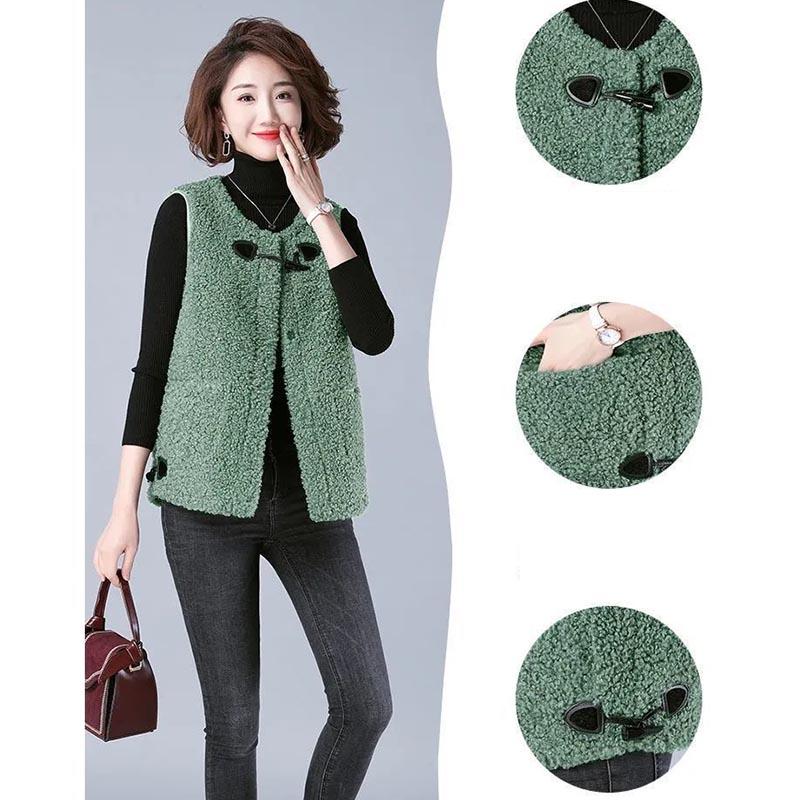 Lamb Velvet and Fur All-in-one Vest Middle-aged and Elderly Women's Tops Spring and Autumn Mother's Loose Coat