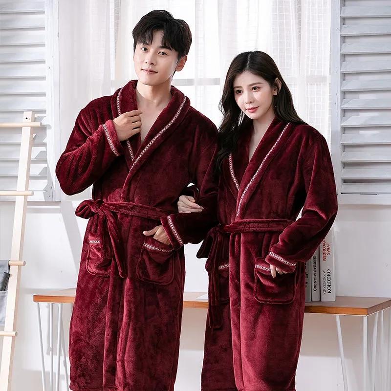 Ladies Autumn Winter Thickened Flannel Nightgown Couples Plus Size Long Coral Fleece High Quality Loose Home Wear Nightgown
