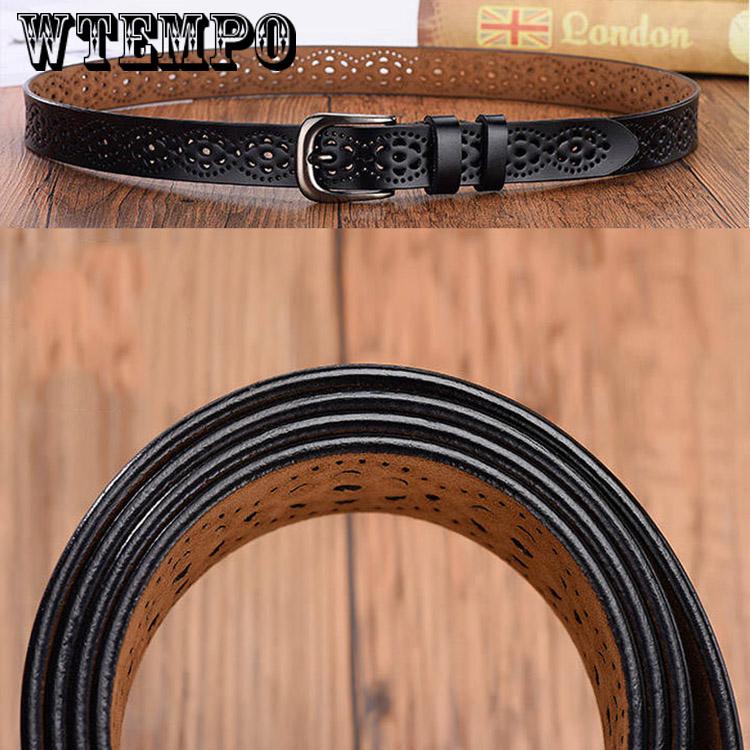Leather Belts for Women Luxury Strap Female Belt Cashew Flowers High Quality Pin Buckle
