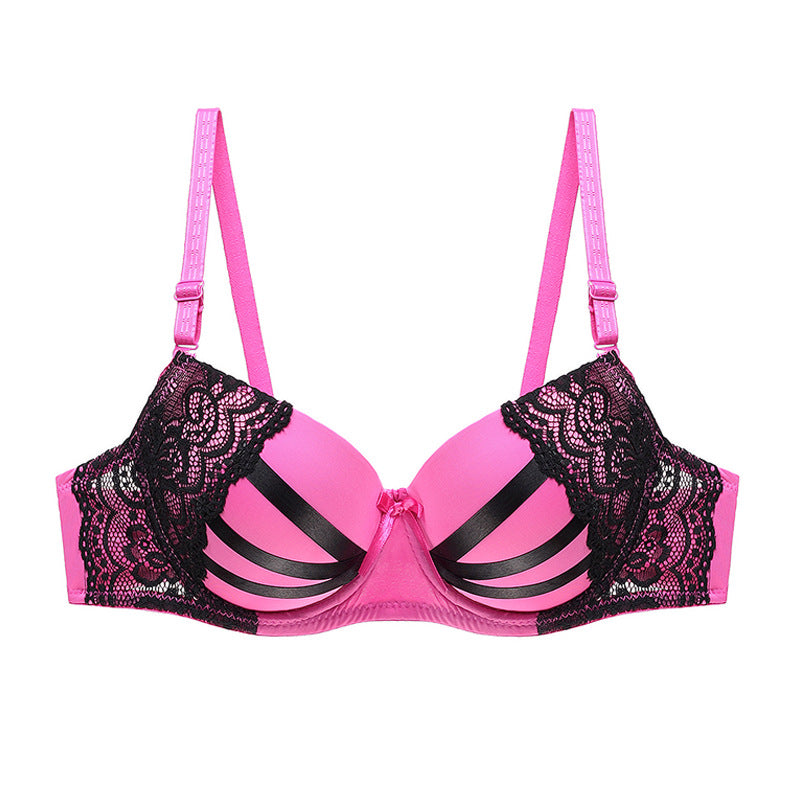 Bra Set Women Sexy Push Up Underwire Backless Lingerie Set Lace Sex Thin Gather Hollow Solid Color Bra Thong Suit Plus Size