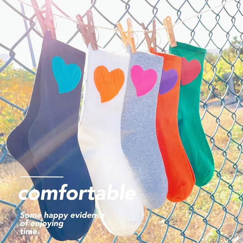 Three pairs of winter socks fashion multicolor love stockings women's cotton color stockings