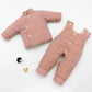 Baby Handmade Cotton-padded Clothes Washed Cotton Plaid Pure Cotton Children's Padded Jacket Cotton Trousers Suit Boys and Girls Autumn Winter Suits