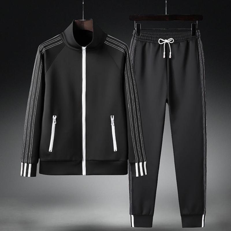 Spring and Autumn Fashion Trend Suit Men's Korean Cardigan Zipper Sweater Two-piece Student Sportswear Loose Suit