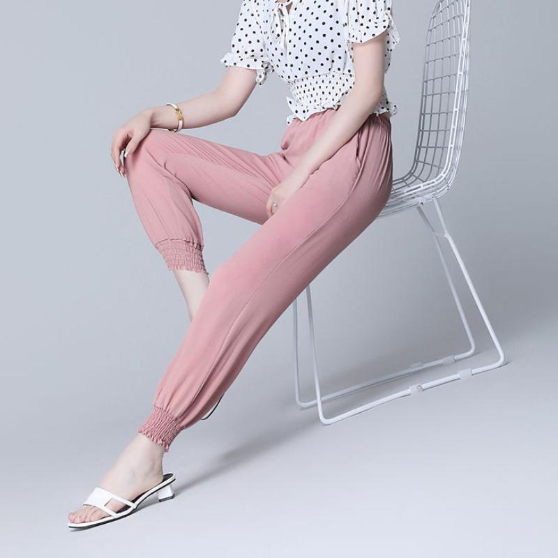 Summer Thin Nine Points Loose Thinning Black Large Size Korean Leggings Casual Lantern Pants Women